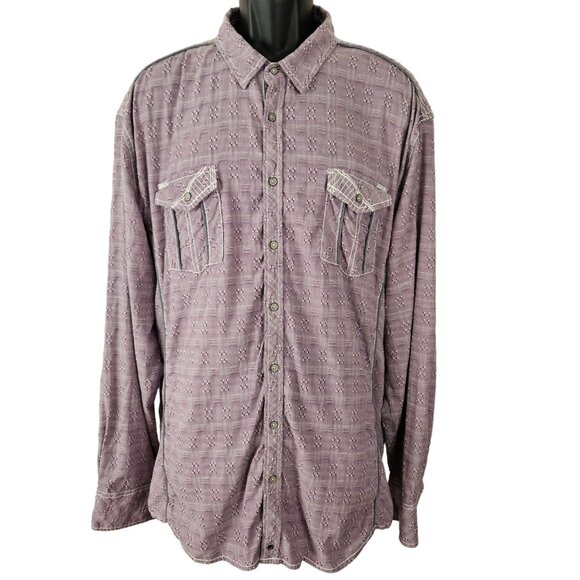 Buckle Black Mens XXL Athletic Fit Lavender Long Sleeve Button-Up Shirt Casual - Picture 1 of 13